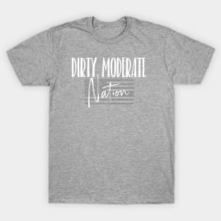 Dirty Moderate Nation Logo White T-Shirt